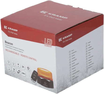 Pièces agricoles - Eclairage - Gyrophare LED, rechargeable, télécommandée, 19W, ambre, magnétique, Ø 114 x104mm