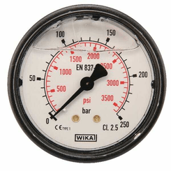 Pièces agricoles - Hydraulique - Manomètre Ø63 0-250bar ¼" ar.