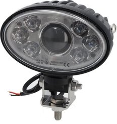 Pièces agricoles - Eclairage - Phare LED, 20/24 W, ovale, 10/30 V, 166 x 98 x 98 mm, feux de route/croisement, câble ouvert à 3 broches, montage sur support
