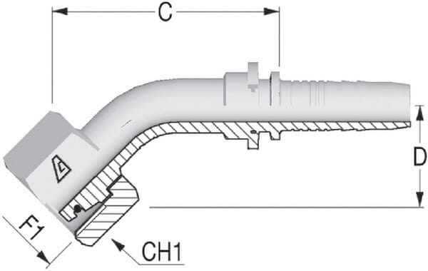 Pièces agricoles - Hydraulique - Pièce d'insertion DN16-M24x1,5-16S-45°