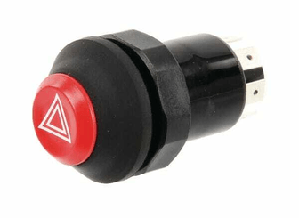 Pièces agricoles - Electricité - Interrupteur poussoir, feux de détresse, rond, rouge