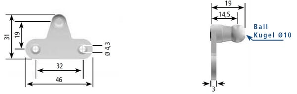 Pièces agricoles - Pièce divers - Support pour ressorts à gaz et amortisseurs