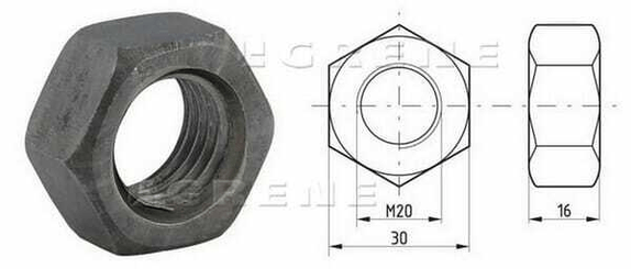 Pièces agricoles - Fasteners - Écrou hexagonal DIN934 M20x2.50 Acier classe 8 Kramp