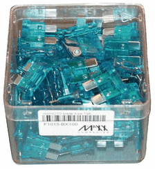Pièces agricoles - Eclairage - Fusible lame standard 15A longueur 20mm bleu pack 100x iMaXX