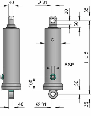 Pièces agricoles - Hydraulique - Vérin télescopique 11T-1130 mm