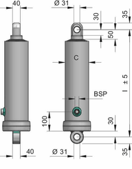 Pièces agricoles - Hydraulique - Vérin télescopique 11T-1130 mm