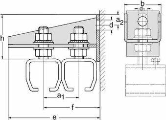 Pièces agricoles - Fasteners - Support mûrale double Gr.1&2