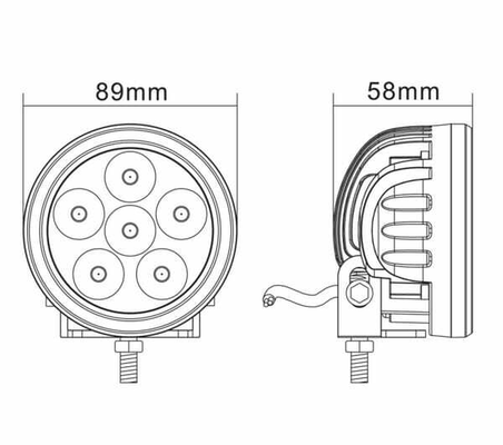 Pièces agricoles - Eclairage - Phare de travail LED rond 18W 1440lm, 10/30V, Ø 89mm faisceau large 6 LED Kramp