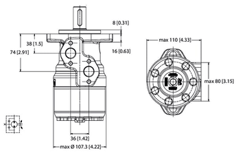 Pièces agricoles - Hydraulique - Moteur orb., arbre Ø 1" Z6 A2