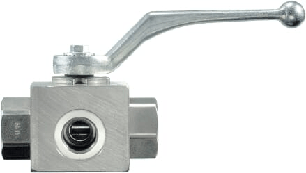 Pièces agricoles - Hydraulique - Vanne à boisseau sphérique à trois voies, alésage en T 1/4" BSP SS