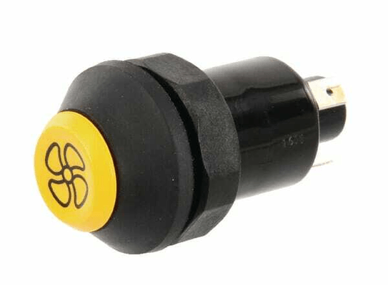 Pièces agricoles - Electricité - Interrupteur à poussoir, ventilation, rond, jaune