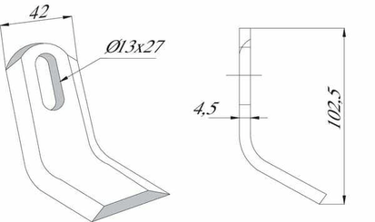 Pièces agricoles - Aménagements paysagers - Lame D 42x103 mm grande Mott