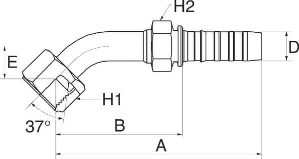 Pièces agricoles - Hydraulique - Racc. à sertir DN25-1"5/8 JIC 45°