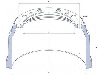 Pièces agricoles - Pièce divers - Tambour de frein 400x80, (220/275/8) largeur 115mm, cercle de boulonnage Ø 21,5