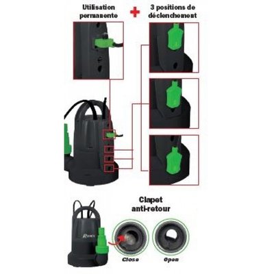 Materiels - Pompe - POMPE VIDE CAVE SERPILLERE EAUX CLAIRES 400W +INTERRUTEUR