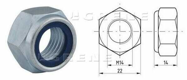 Pièces agricoles - Fasteners - Écrou M14 cl.8 zingué