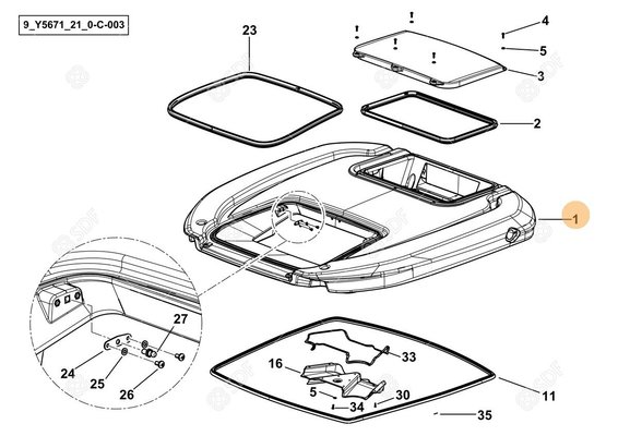 Pièces agricoles - Cabine et structure - ROOF H.V. ORANGE ASS.Y