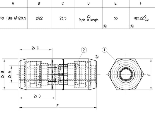 Pièces agricoles - Pièce divers - Raccord instantané 12x1,5mm