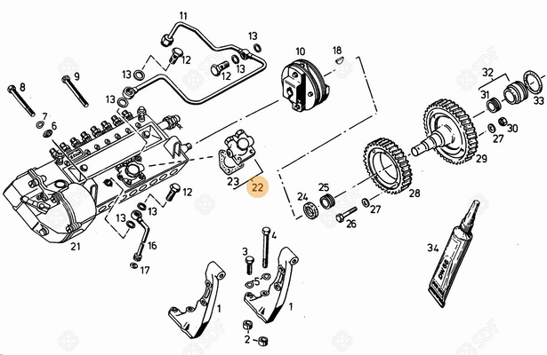 Pièces agricoles - Pieces moteur - POMPE REFOULEMENT Deutz-Fahr origine