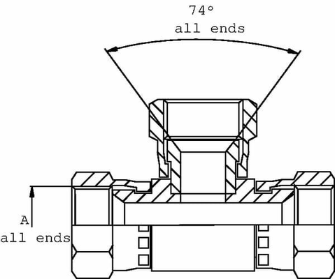 Pièces agricoles - Hydraulique - Raccord vissé en T F 7/16 UNF