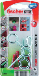 Pièces agricoles - Fasteners - Chevilles tous matériaux DuoPower 10x50 avec crochet œillet / Blister de 4