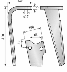 Pièces agricoles - Travail du sol - Dents herse rot. 18 mm KG30 G.
