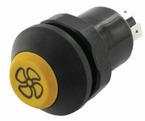 Pièces agricoles - Electricité - Interrupteur à poussoir, ventilation, rond, jaune