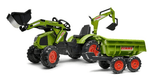Tractopelle excavatrice Claas Axos avec remorque