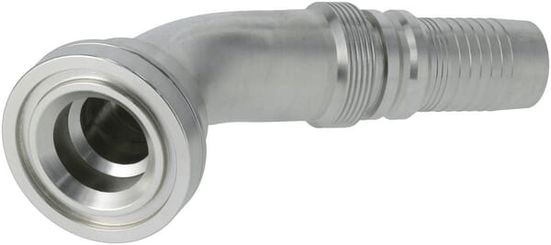 Pièces agricoles - Hydraulique - Raccord à sertir 4SH-DN32 avec flasque ø63,5 mm 45°