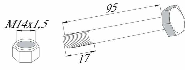 Pièces agricoles - Aménagements paysagers - Boulon M14x1,5 15x94 10,9