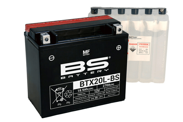 Pièces Quad & Motos - Electrique - Batterie BS BATTERY sans entretien avec pack acide - BTX20L-BS