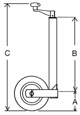 Pièces agricoles - Pièce divers - Roue jockey Ø73mm - 260x65 escamotable