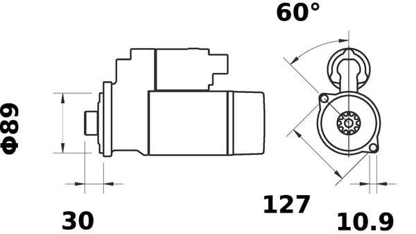Pièces agricoles - Eclairage - Démarreur 12V, 4,0KW, 10 dents, CW, Mahle