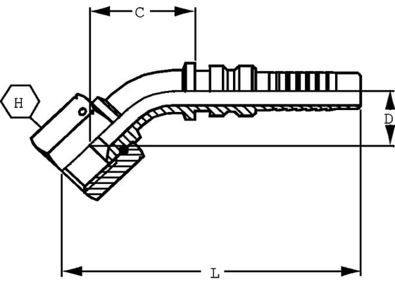 Pièces agricoles - Hydraulique - Raccord à sertir 4SH-DN25-1,5/16" UNF-45°