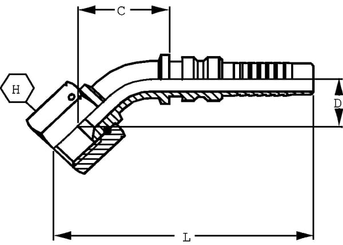 Pièces agricoles - Hydraulique - Raccord à sertir 4SH-DN25-1,5/16" UNF-45°