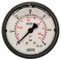 Pièces agricoles - Hydraulique - Manomètre Ø63 0-60bar ¼" ar.