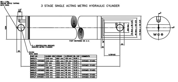 Pièces agricoles - Hydraulique - Vérin de basculement 3 niveaux M900/C