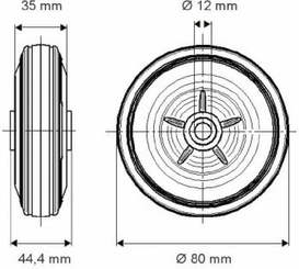 Pièces agricoles - Outils atelier - Roue 80 mm
