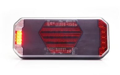 Pièces agricoles - Eclairage - Feu arrière multifonction LED, droit, rouge/orange/blanc, 12-24 V, 236 x 104 x 40,5 mm