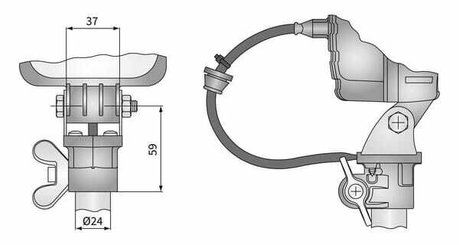 Pièces agricoles - Eclairage - Adaptateur pour collier de tube avec connecteur AMP