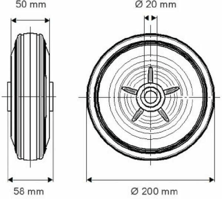 Pièces agricoles - Outils atelier - Roue 200 mm