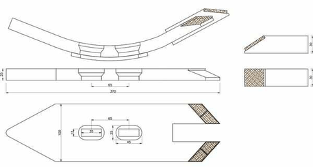 Pièces agricoles - Travail du sol - Soc 100x20x370 EA 45/80mm Carbure