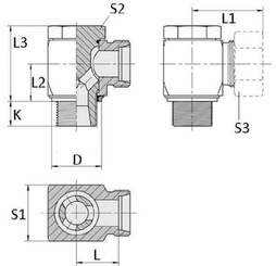 Pièces agricoles - Hydraulique - Coude orientable 8L-M12 WD