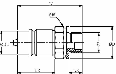 Pièces agricoles - Hydraulique - Coupleur mâle 1/2-1/2" BSP