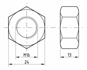 Pièces agricoles - Fasteners - Écrou hexagonal DIN934 M16x2.00 Acier classe 8 Kramp