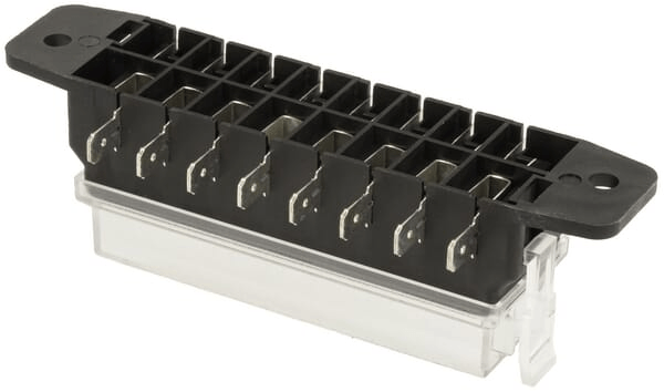 Pièces agricoles - Eclairage - Boîte à fusibles Borne plate à 8 broches, max. 32V 15A (ATO/ATC), 16x6,3mm