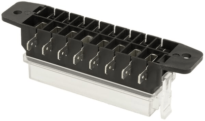 Pièces agricoles - Eclairage - Boîte à fusibles Borne plate à 8 broches, max. 32V 15A (ATO/ATC), 16x6,3mm