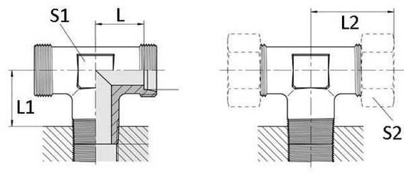 Pièces agricoles - Hydraulique - Té 12S - 3/8 BSP