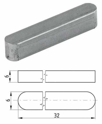 Pièces agricoles - Fasteners - Clavette parallèle à bouts arrondis 6 x 6 x 32