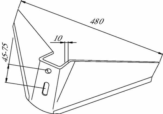 Pièces agricoles - Travail du sol - Aileron 480x10mm